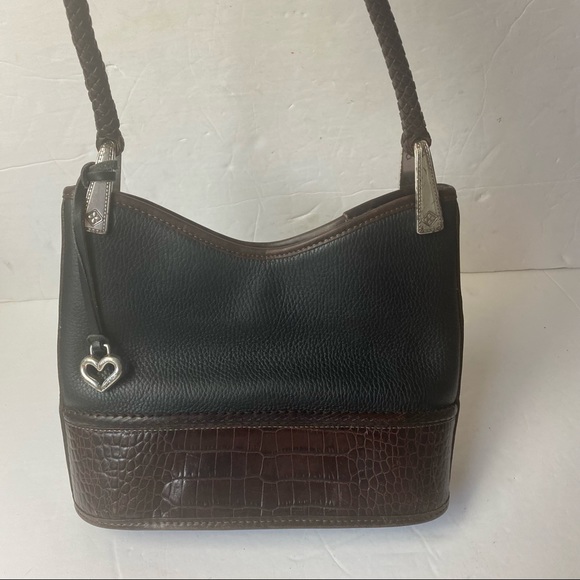 Brighton Vintage Two-Tone Leather Bucket Bag Purse - Picture 10 of 11